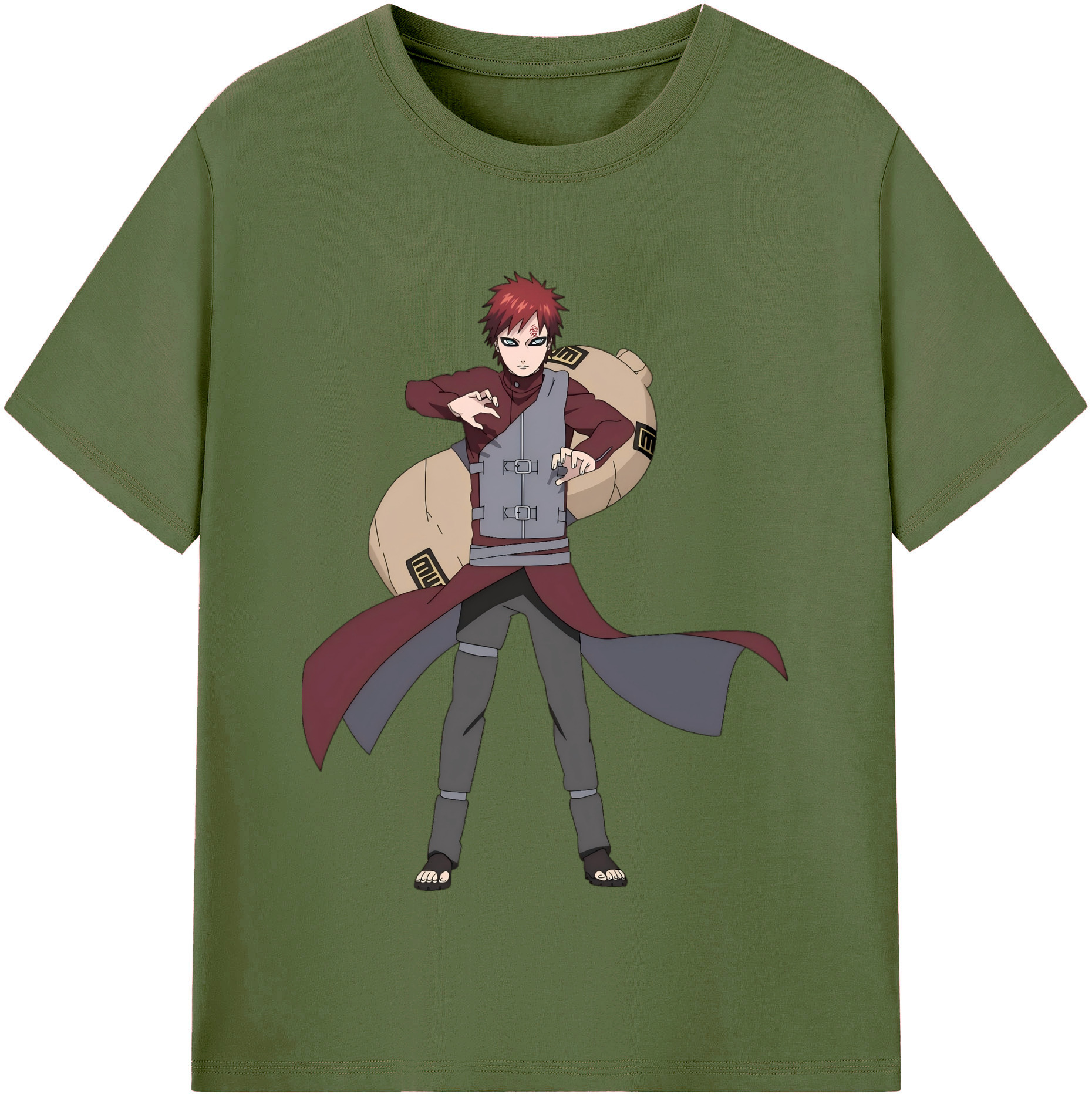（画像用） NARUTO -ナルト- ガアラ Gaara 綿100％半袖Tシャツ（フロントプリント）